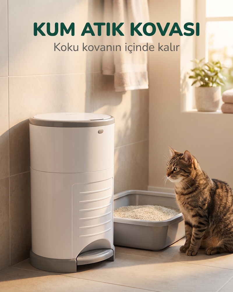 Kedi Kumu Atık Kovası (Kokusuz Sistem)