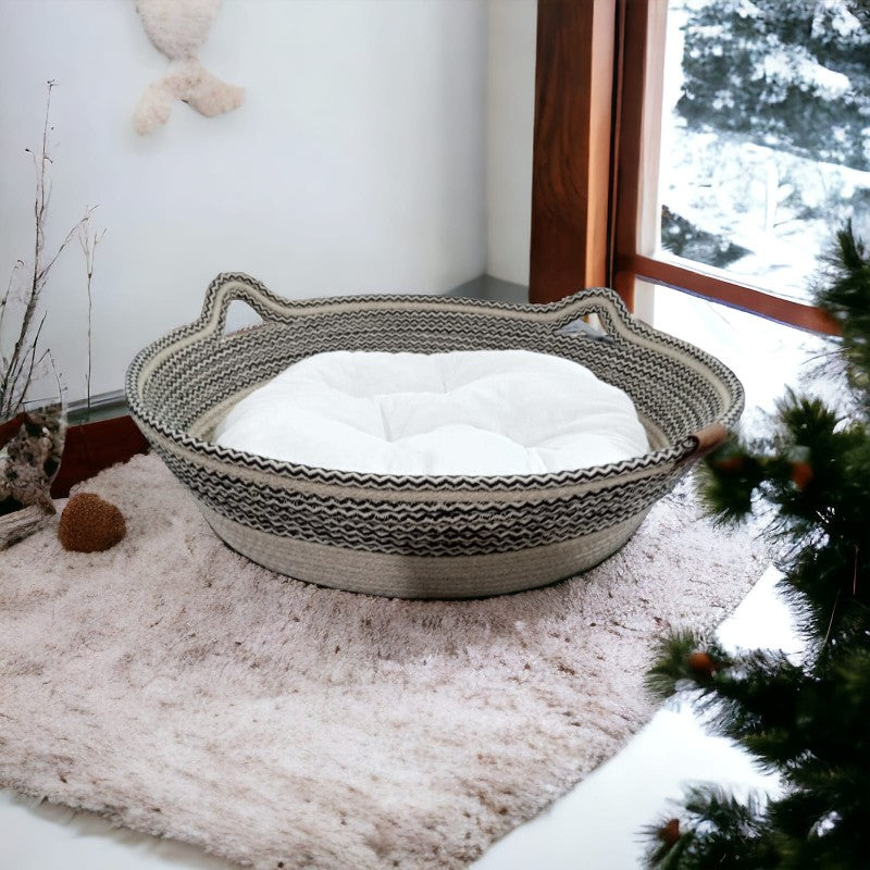 El Yapımı %100 Jüt Elyaflı Kedi Yatağı (40 cm)