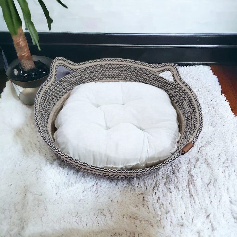 El Yapımı %100 Jüt Elyaflı Kedi Yatağı (40 cm)