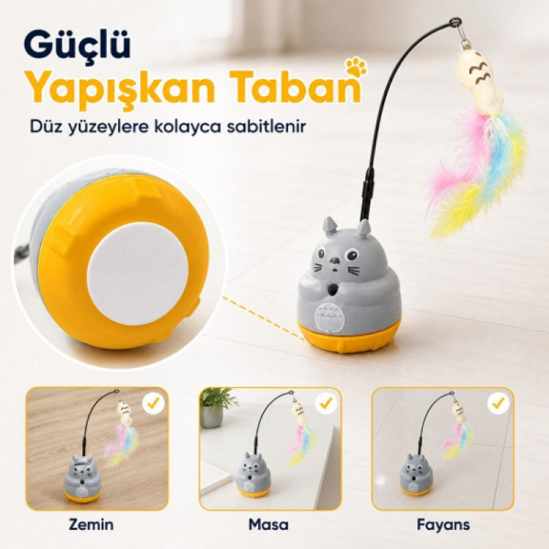 360° Dönen Yapışkan Tabanlı Tüylü Balık Kedi Oltası