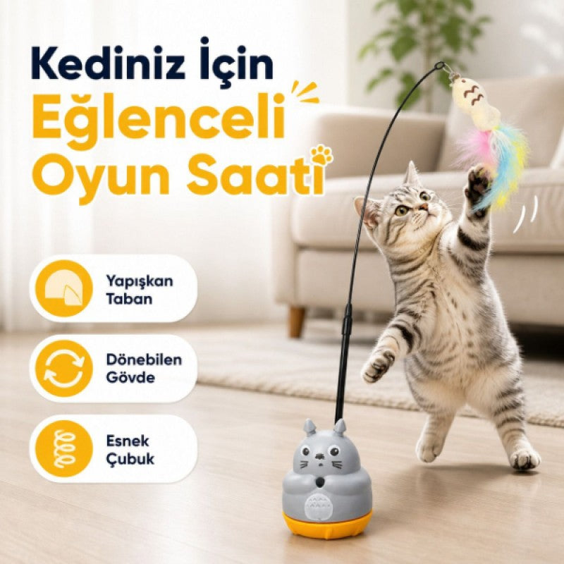 360° Dönen Yapışkan Tabanlı Tüylü Balık Kedi Oltası