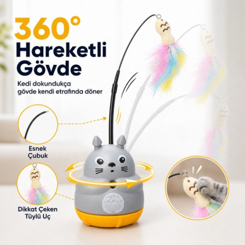 360° Dönen Yapışkan Tabanlı Tüylü Balık Kedi Oltası