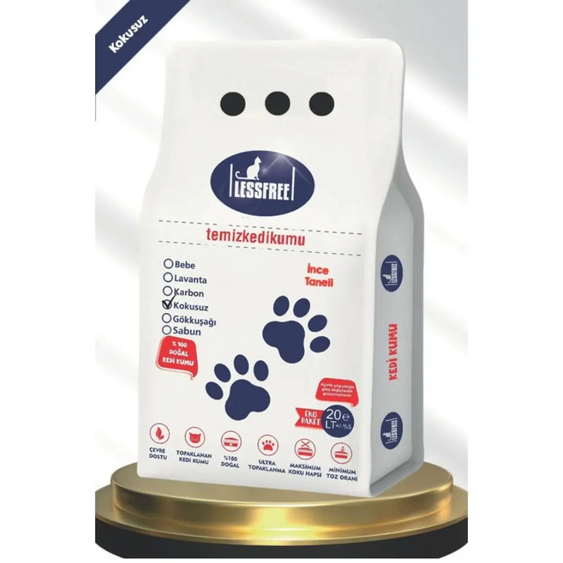 Kokusuz Naturel İnce Taneli 20 L Beyaz Bentonit Kedi Kumu