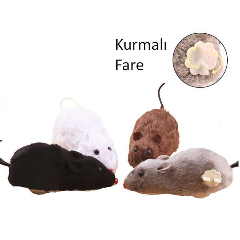 Kurmalı Hareketli Fare Kedi Oyuncağı