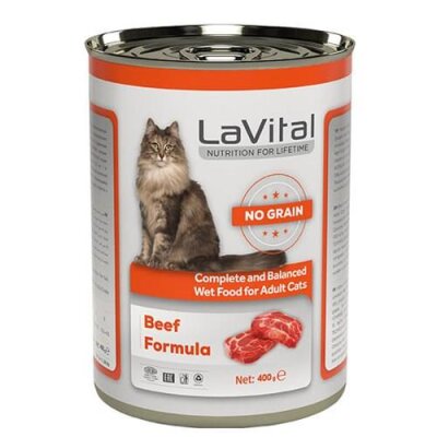 LaVital Biftekli Tahılsız Yetişkin Kedi Konservesi 400 gr