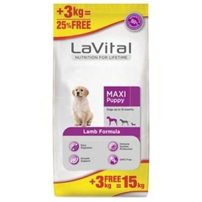 LaVital Kuzu Etli Büyük Irk Yavru Köpek Maması 12+3 kg
