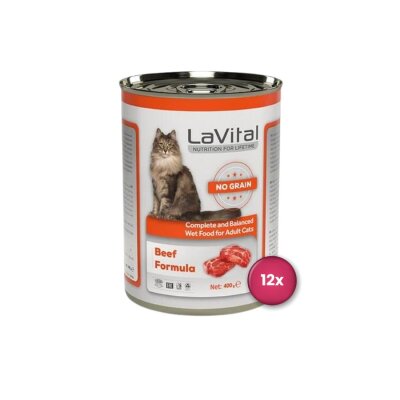 LaVital Tahılsız Biftekli Yetişkin Kedi Konservesi 400 gr x 12 Adet