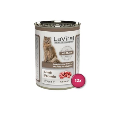 LaVital Tahılsız Kuzu Etli Yetişkin Kedi Konservesi 400 gr x 12 Adet