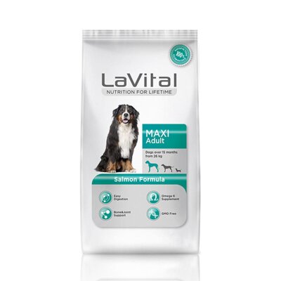 LaVital Maxi Somonlu Büyük Irk Köpek Maması 12 kg + 3 kg Hediyeli