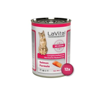 LaVital Tahılsız Somonlu Kısırlaştırılmış Kedi Konservesi 400 gr x12