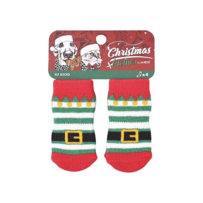 M-Pets Elf Kaymaz Tabanlı Köpek Çorabı 4'lü