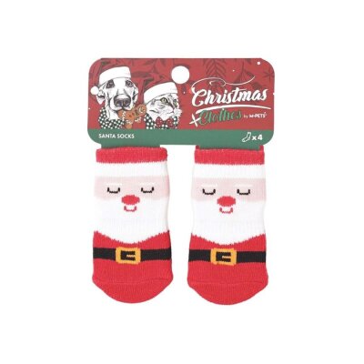 M-Pets Yılbaşı Temalı Kaymaz Tabanlı Köpek Çorabı 4'lü
