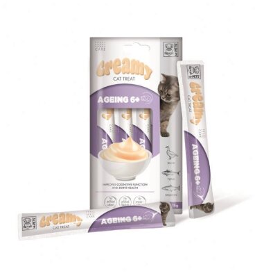 M-Pets Creamy 6+ Ördek Somon Tunalı Yaşlı Kedi Ödülü 4 x 15 gr