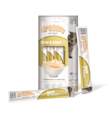 M-Pets Creamy Skin Coat Somon Tunalı Krema Kedi Ödülü 4 x 15 gr
