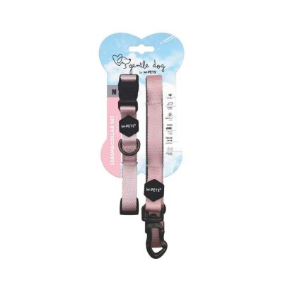 M-Pets Gentle Dolgulu Köpek Tasması ve Gezdirme Kayışı Seti Pembe M