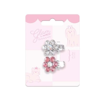 M-Pets Glam Çiçekli Kedi ve Köpek Süs Tokası (Pembe/Beyaz)