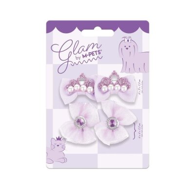 M-Pets Glam İncili Fiyonklu Kedi ve Köpek Süs Tokası (Mor)