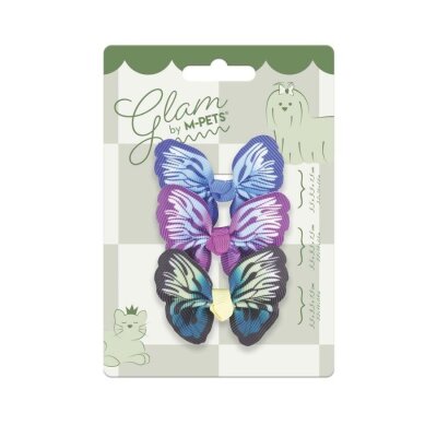 M-Pets Glam Kelebekli Kedi ve Köpek Süs Tokası (Mavi/Mor/Yeşil)