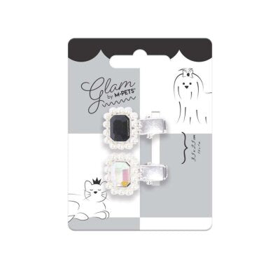M-Pets Glam Taşlı İncili Kedi Köpek Süs Tokası Siyah Gri