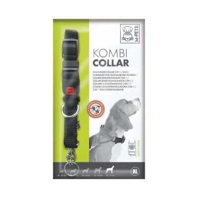 M-Pets Kombi 2in1 Yarı Boğma Köpek Eğitim Tasması Siyah XL