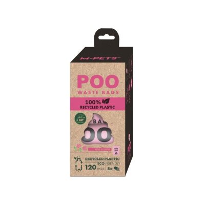 M-Pets Geri Dönüştürülmüş Gül Kokulu Dışkı Poşeti 8 x 15 Yaprak