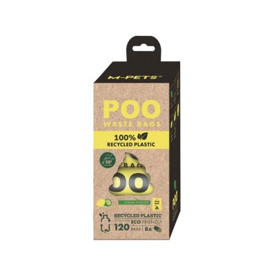 M-Pets %100 Geri Dönüştürülmüş Limon Kokulu Dışkı Poşeti 8 x 15 Yaprak