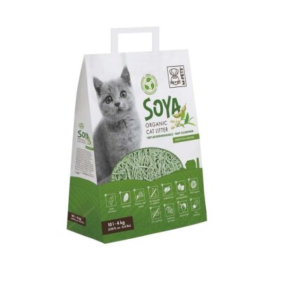 Yeşil Çaylı Topaklanan Organik Soya Kedi Kumu, 10 L