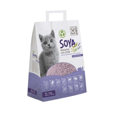 Lavantalı Topaklanan Organik Soya Kedi Kumu, 10 L