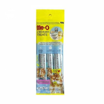Me-O Creamy Tavuk Ciğerli ve Keçi Sütlü 4x15 gr Yavru Kedi Ödülü