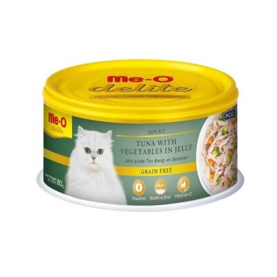 Me-O Jöleli Ton Balıklı ve Sebzeli 80 gr Yetişkin Kedi Konservesi