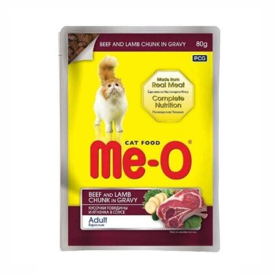 Me-O Soslu Dana ve Kuzu Etli 80 gr Yetişkin Kedi Konservesi