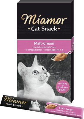 Miamor Cream Malt Tüy Yumağı Destekli Krem Kedi Ödülü 6 x 15 gr