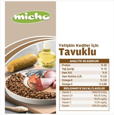 Tavuklu ve Hamsili Yetişkin Kedi Maması 15 kg