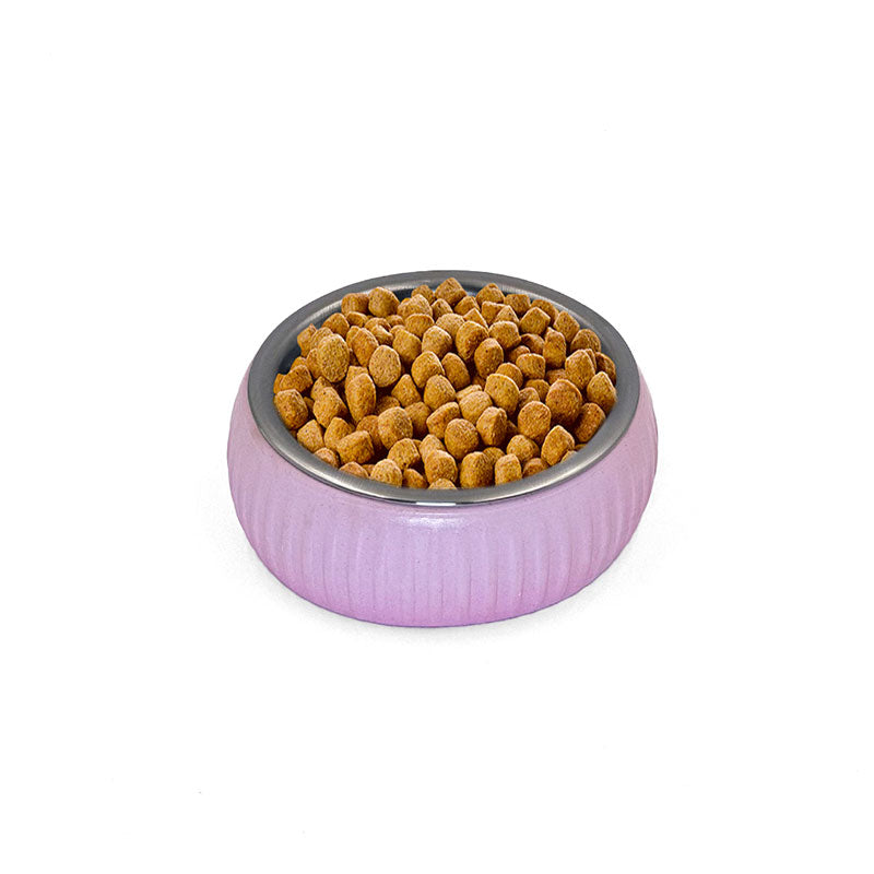 Paslanmaz Çelik Hazneli Organik Seramik Mama Kabı (Pembe)