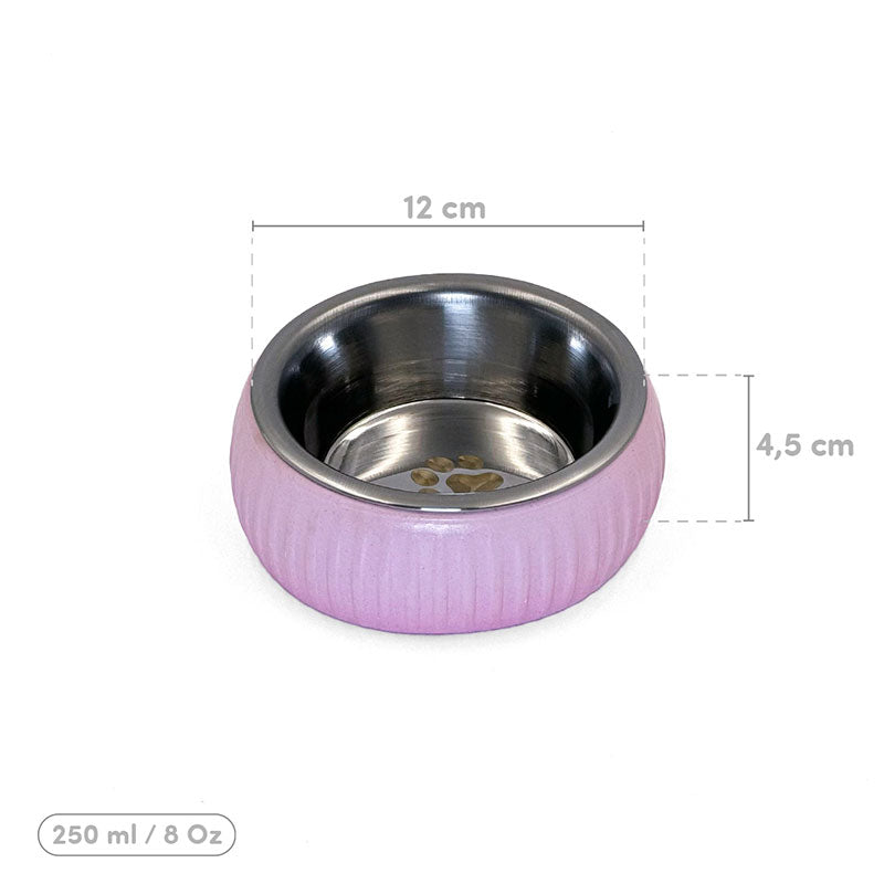 Paslanmaz Çelik Hazneli Organik Seramik Mama Kabı (Pembe)