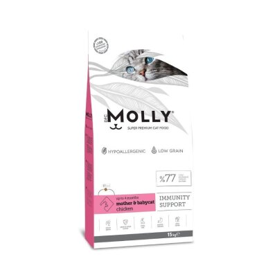 Molly Düşük Tahıllı Tavuklu Anne ve Yavru Kedi Maması 15 kg
