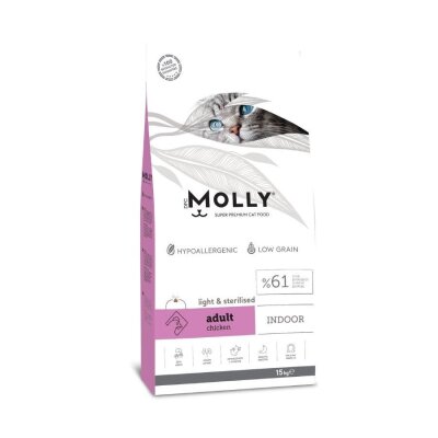 Molly Tavuklu Light Düşük Tahıllı Kısırlaştırılmış Kedi Maması 15 kg