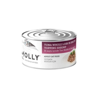 Molly Et Suyunda Ton-Karidesli Tahılsız Yetişkin Kedi Konservesi 85 gr