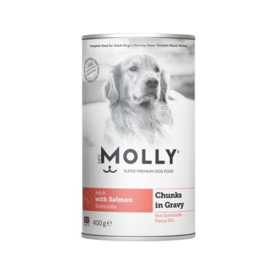 Molly Sos İçinde Parça Somonlu Yetişkin Köpek Konservesi 400 gr