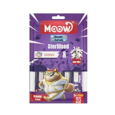 Moow Creamy Somonlu Kısırlaştırılmış Sıvı Kedi Ödülü 6x12 gr