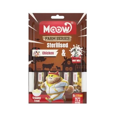 Moow Creamy Tavuklu Kısırlaştırılmış Sıvı Kedi Ödülü 6x12 gr