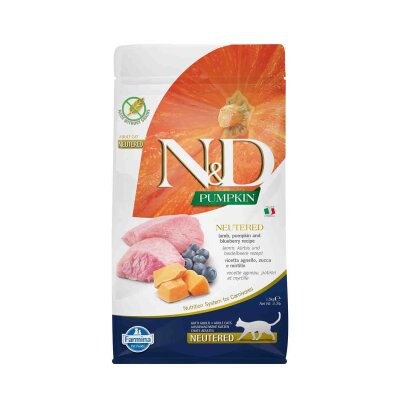 N&D Tahılsız Kuzu Etli Balkabaklı Kısırlaştırılmış Kedi Maması 1,5 kg