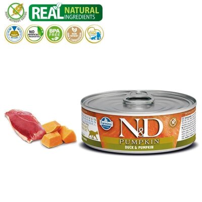 N&D Balkabaklı Ördekli Tahılsız Yetişkin Kedi Konservesi 70 gr
