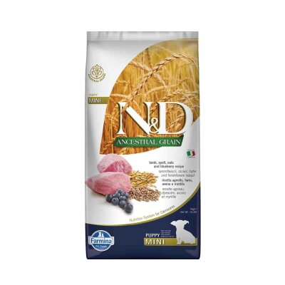 N&D Düşük Tahıllı Kuzu-Yaban Mersinli Küçük Irk Yavru Maması 7 kg