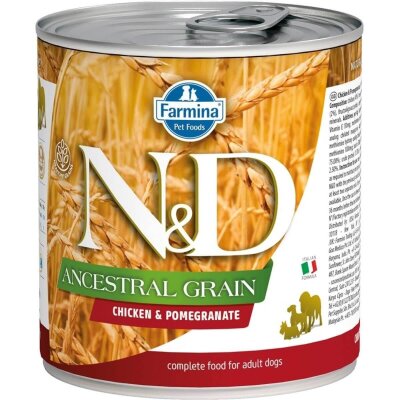 N&D Düşük Tahıllı Tavuklu Narlı Yetişkin Köpek Konservesi (285 gr)