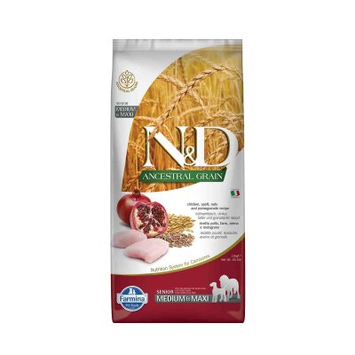 N&D Düşük Tahıllı Tavuklu Narlı Büyük Irk Yaşlı Köpek Maması 12 kg