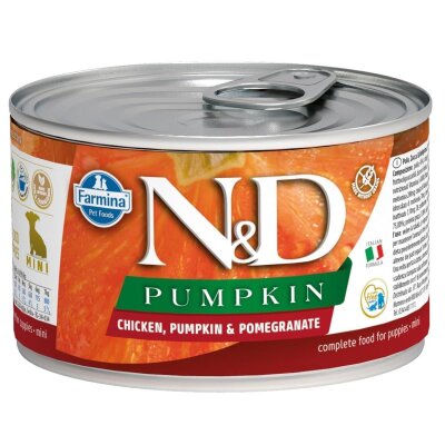 N&D Mini Tavuklu Balkabaklı Narlı Küçük Irk Köpek Konservesi (140 gr)