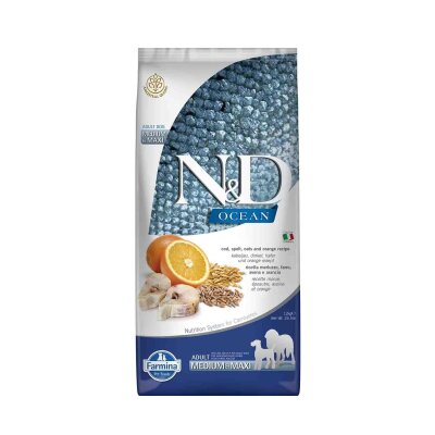 N&D Ocean Düşük Tahıllı Balıklı Orta-Büyük Irk Köpek Maması 12 kg
