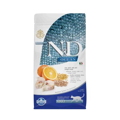 N&D Ocean Düşük Tahıllı Morina Balıklı Yetişkin Kedi Maması 1,5 kg