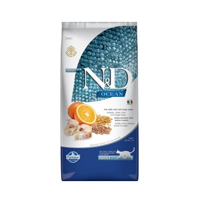 N&D Ocean Düşük Tahıllı Morina Balıklı Yetişkin Kedi Maması 5 kg
